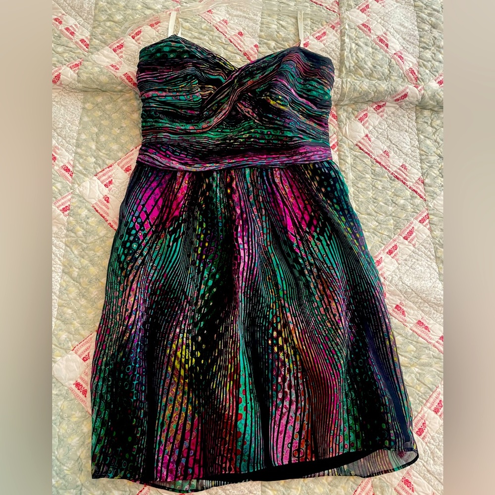 Shoshanna colorful silk strapless dress